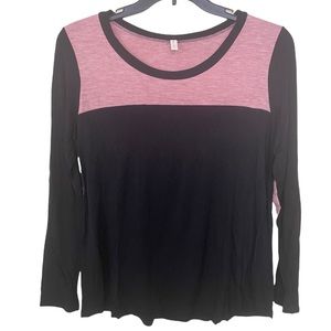 Mai Soli Pink & Black Color Block Long Sleeve Shirt XL